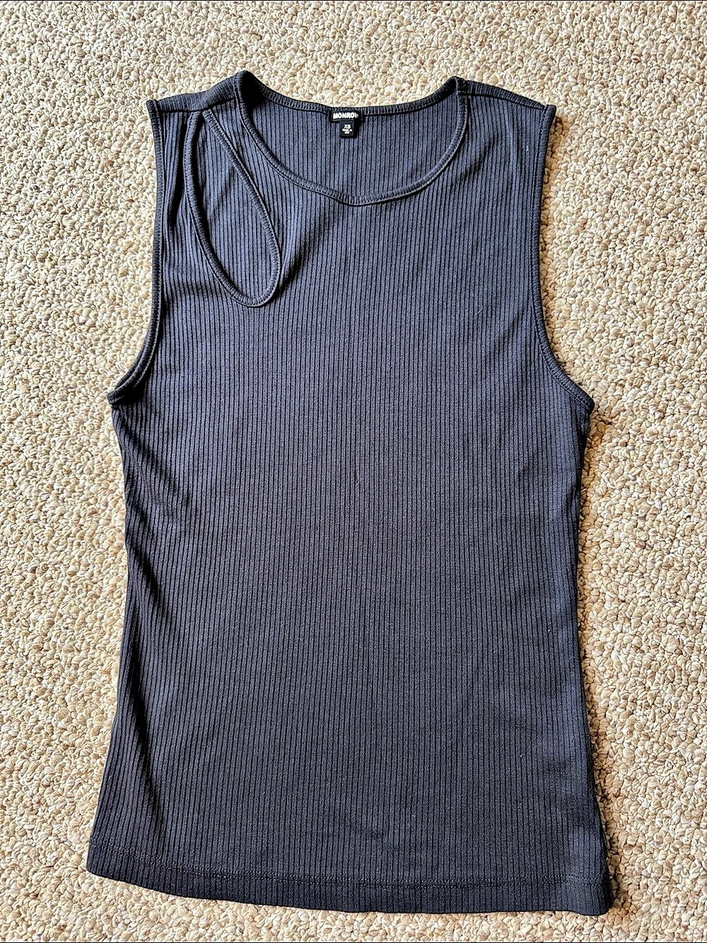 Monrow Modal Rib Cut Out Tank Gray XS